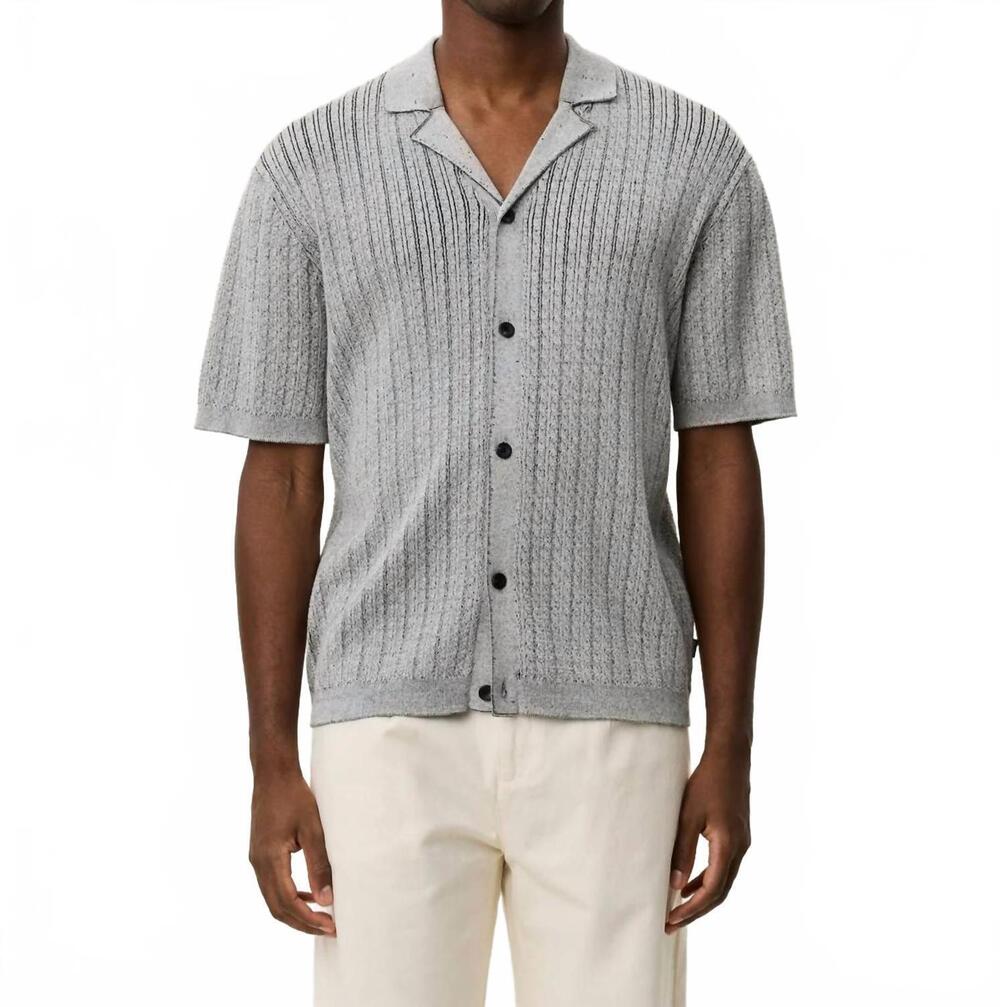 NEW LES DEUX evan knitted shirt in grey melange